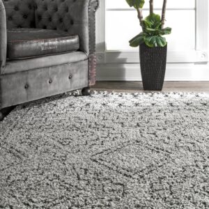 nuLOOM Vasiliki Moroccan Shag Tasseled Area Rug, 8x10, Grey