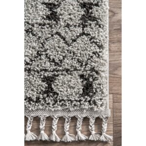 nuLOOM Vasiliki Moroccan Shag Tasseled Area Rug, 8x10, Grey