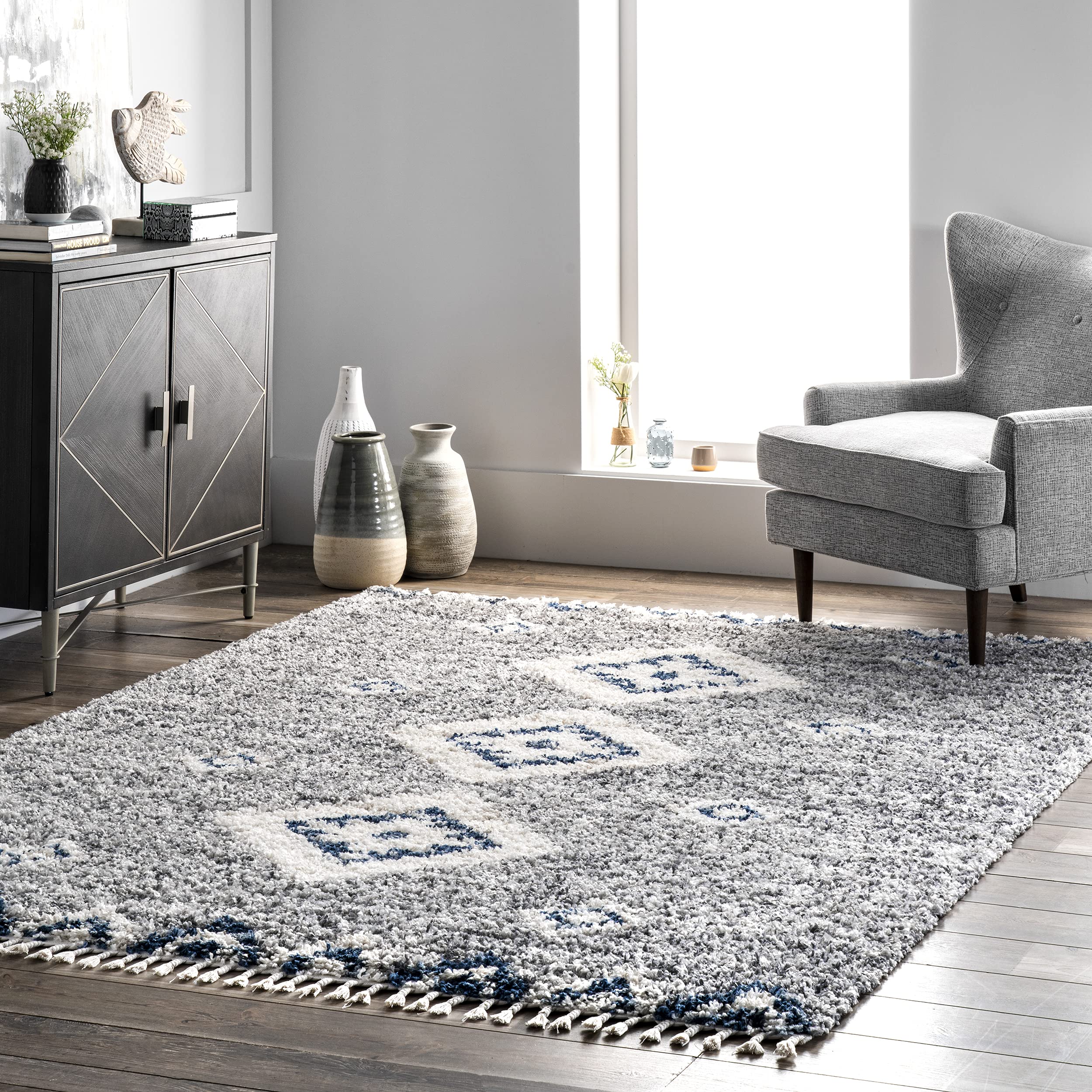 nuLOOM Transitional Regina Shag Area Rug, 8x11, Grey