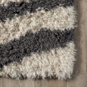 nuLOOM Jolicia Zebra Transitional Shag Area Rug, 8x10, Ivory