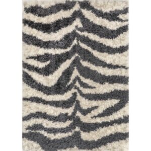 nuLOOM Jolicia Zebra Transitional Shag Area Rug, 8x10, Ivory