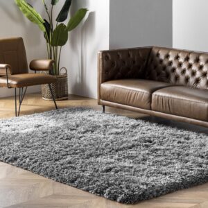 nuloom kristan modern shag area rug, 8x10, grey