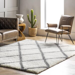 nuLOOM Machine Made Diamond Shag Area Rug, 5x8, Gray