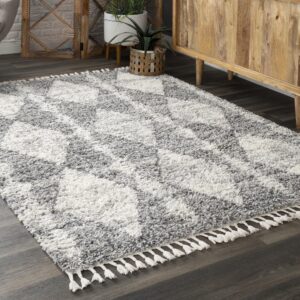 nuLOOM Selah Geometric Shag Area Rug, 8x11, Grey