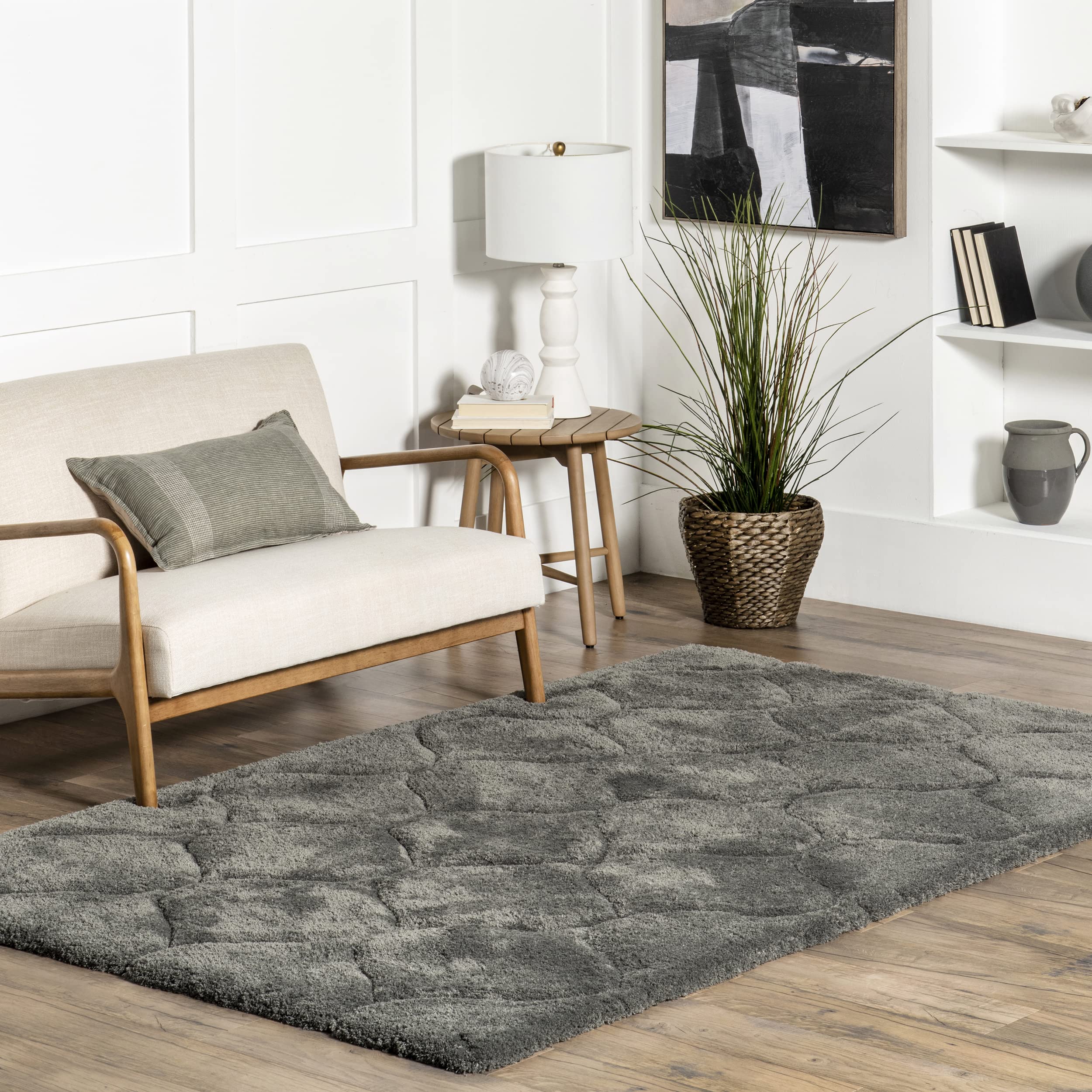 nuLOOM Elsie Contemporary Shag Area Rug, 8x10, Dark Grey