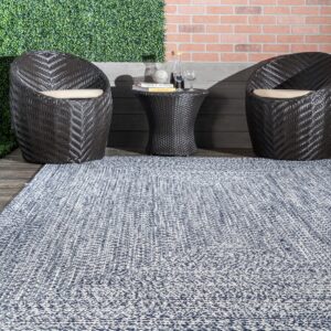 nuLOOM Wynn Braided Indoor/Outdoor Area Rug, 8' Round, Light Blue