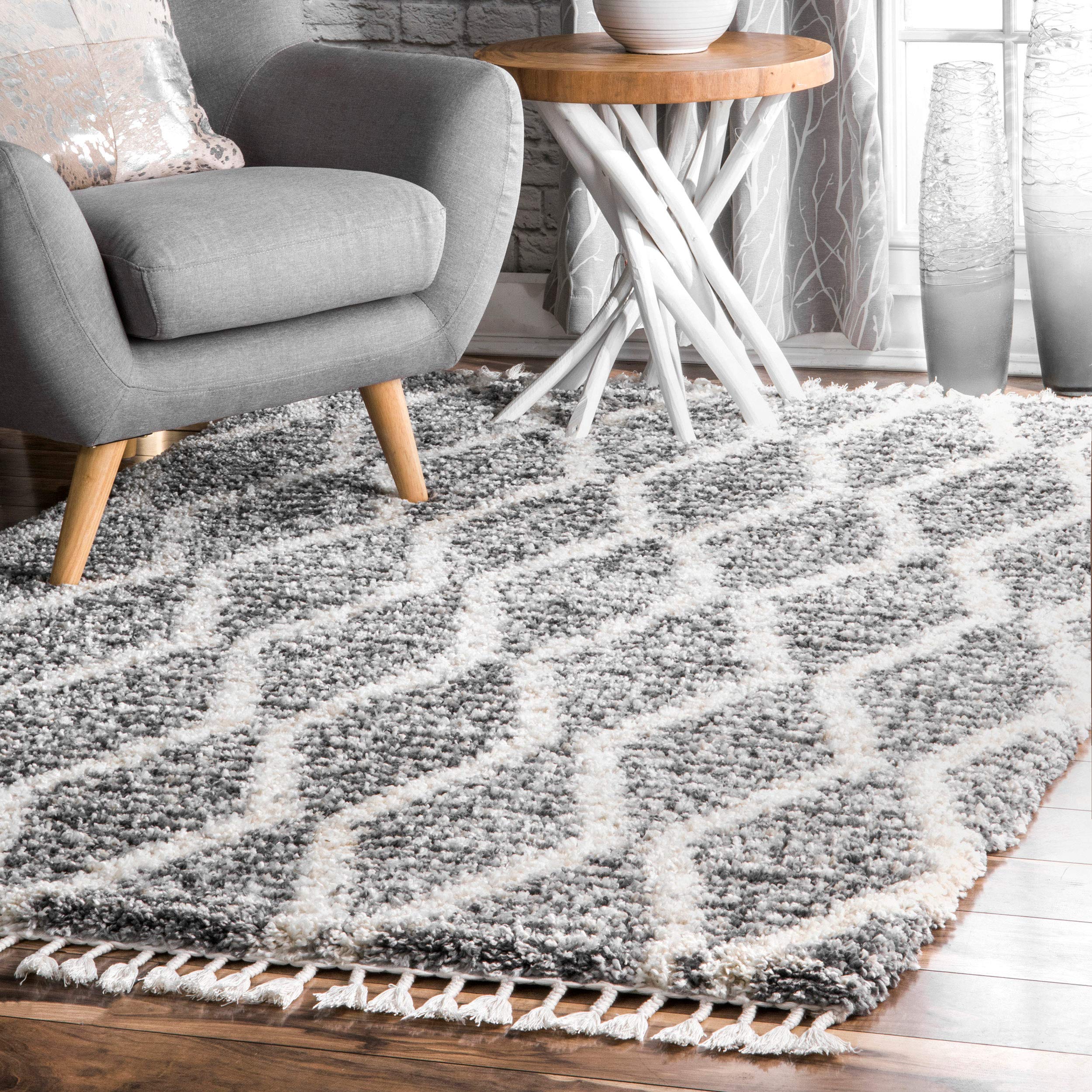 nuLOOM Sheree Transitional Shag Area Rug, 7' 10" x 11', Grey