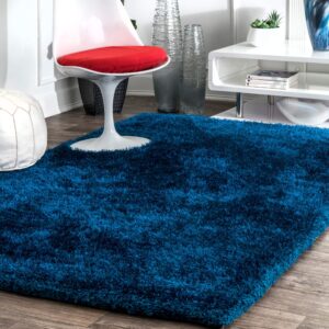 nuloom hand tufted maginifique shag area rug, 6x9, teal