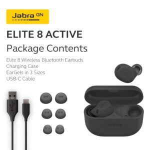 Jabra Elite 8 Active - Best Most Advanced HearThrough Sports Wireless Bluetooth Earbuds - Comfortable Secure Fit, Military Grade Durability, Active Noise Cancellation, Dolby Surround Sound - Dark Grey