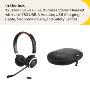 Jabra Evolve 65 SE Link380a UC Stereo- Bluetooth Headset with Noise-Cancelling Microphone, Long-Lasting Battery and Dual Connectivity - works with all other platforms - Black