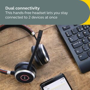 Jabra Evolve 65 SE Link380a UC Stereo- Bluetooth Headset with Noise-Cancelling Microphone, Long-Lasting Battery and Dual Connectivity - works with all other platforms - Black