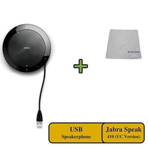 Jabra Speak 410 USB Speakerphone UC for Mobile Phone and Softphones Including Fuze, RingCentral, Zoom, Webex, Citrix, Equinox, with Microfiber Cloth, 7410-209