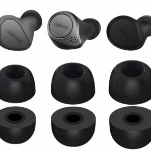 3 Pairs Memory Foam Elite 75T / Elite 3 / Elite 7 Pro Ear Tips Buds, Replacement Reduce Noise Comfortable Eartips Compatible with Jabra Elite 65T / Elite 7 Active/Elite 4 Active - S/M/L Black