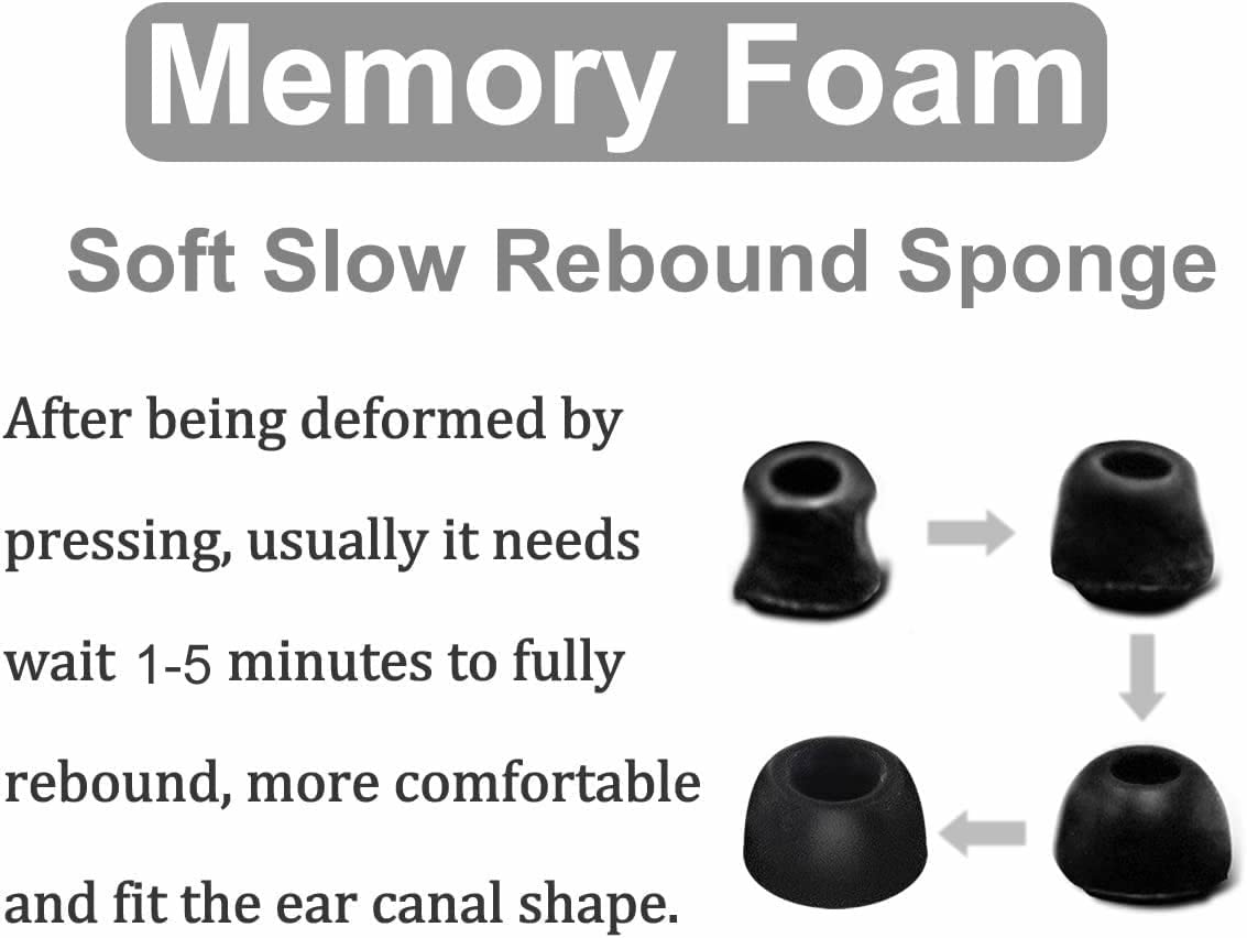 3 Pairs Memory Foam Elite 75T / Elite 3 / Elite 7 Pro Ear Tips Buds, Replacement Reduce Noise Comfortable Eartips Compatible with Jabra Elite 65T / Elite 7 Active/Elite 4 Active - S/M/L Black