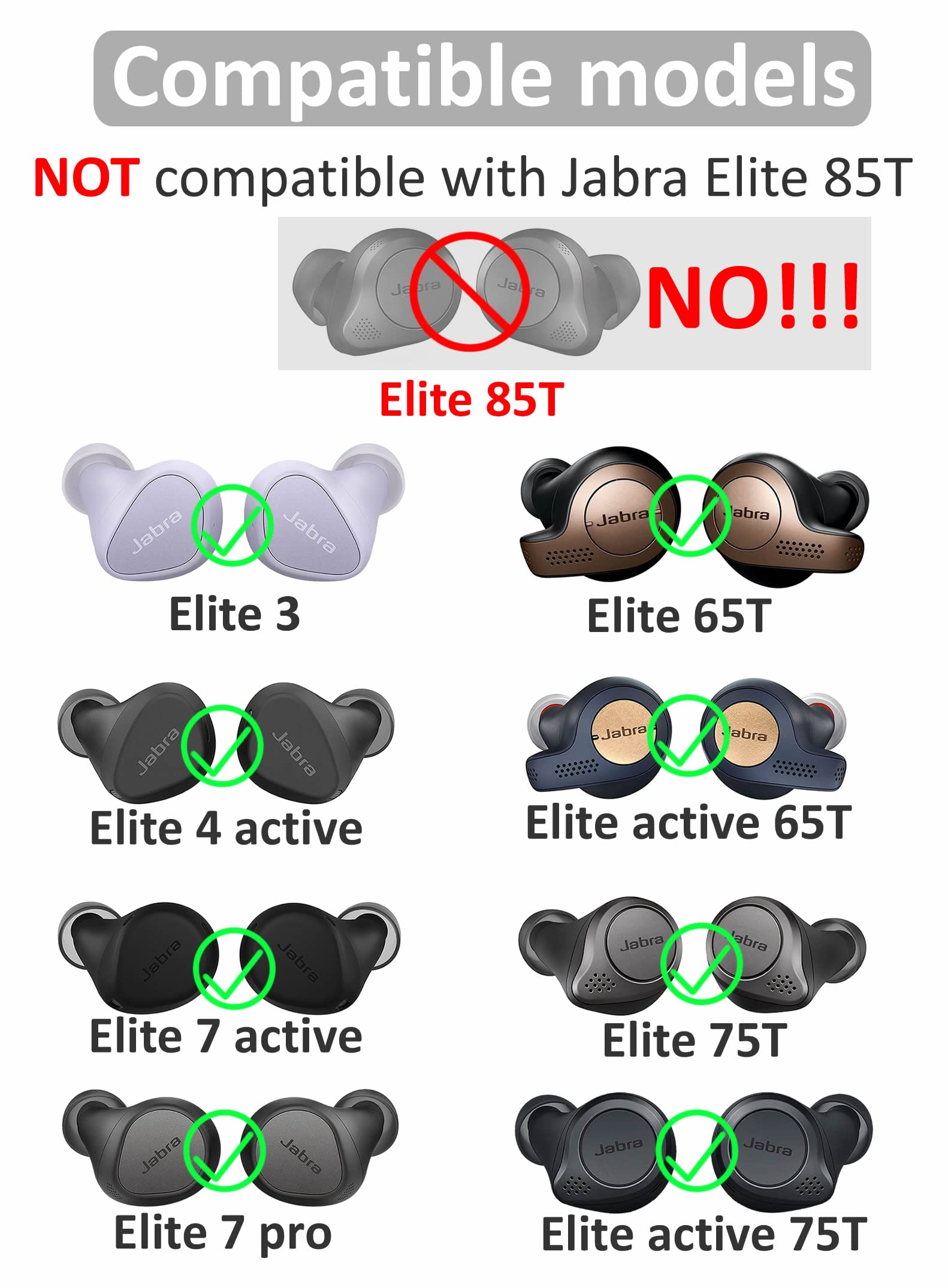 3 Pairs Memory Foam Elite 75T / Elite 3 / Elite 7 Pro Ear Tips Buds, Replacement Reduce Noise Comfortable Eartips Compatible with Jabra Elite 65T / Elite 7 Active/Elite 4 Active - S/M/L Black