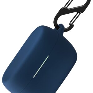 Geiomoo Silicone Carrying Case Compatible with Jabra Elite 4 Active, Portable Scratch Shock Resistant Cover with Carabiner (Navy Blue)