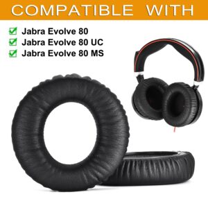 Evolve 80 Ear pads - defean Replacement Ear Cushion Compatible with Jabra Evolve 80,Evolve 80 UC,Evolve 80 MS Wired Headset,Ear Pads with Softer Leather, Noise Isolation Foam, Ear pads include Snaps