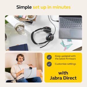 Jabra Evolve2 50 Wired Stereo Headset - with AirComfort Technology, Noise-Cancelling Mics & Active Noise Cancellation - MS Teams Certified, Works with All Other Platforms - Black