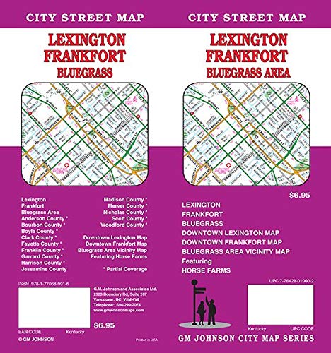 Lexington / Frankfort / Bluegrass Area, Kentucky Street Map