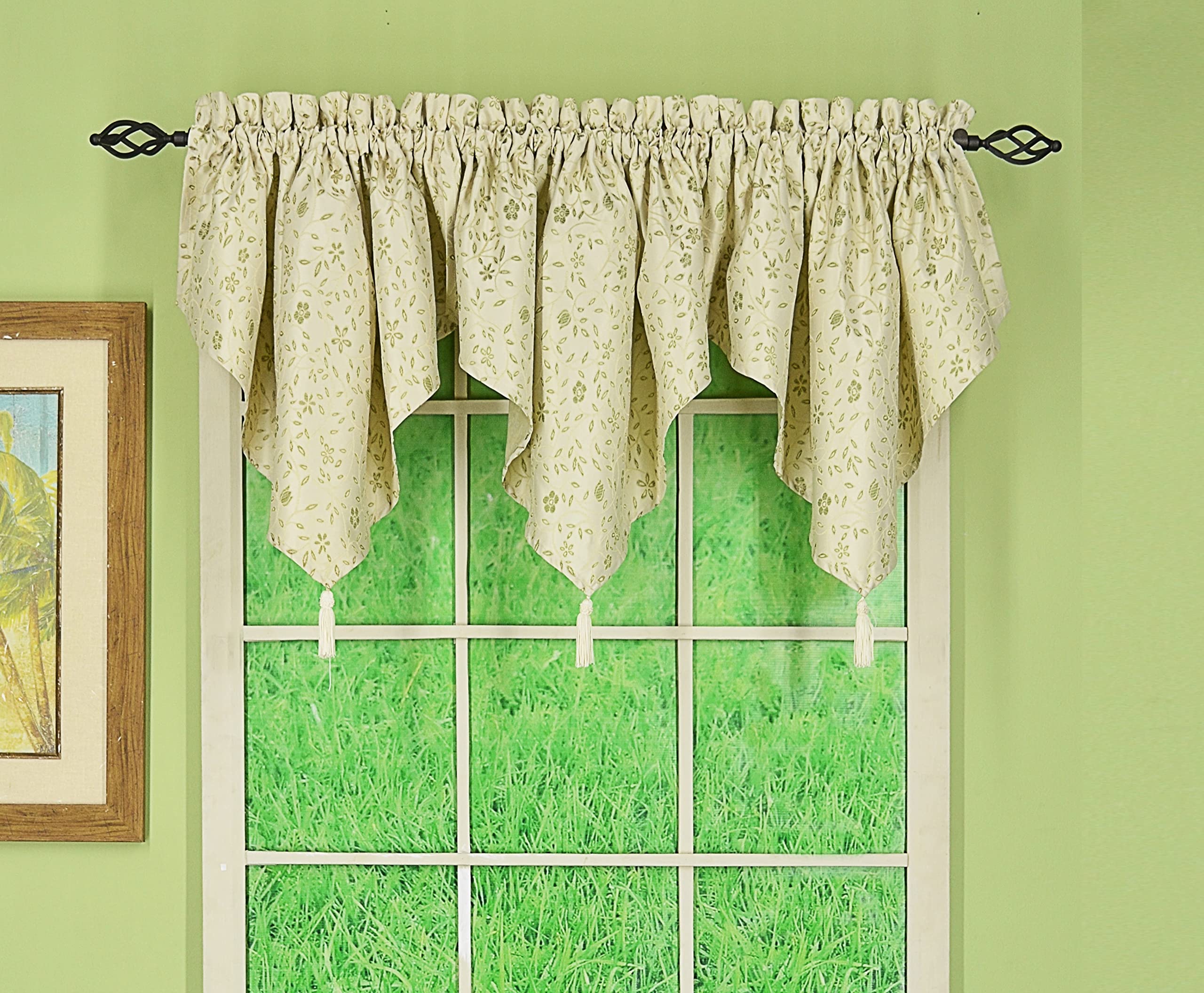 Today's Curtain Lexington Ascot 40" W x 25" L, Ecru/Sage