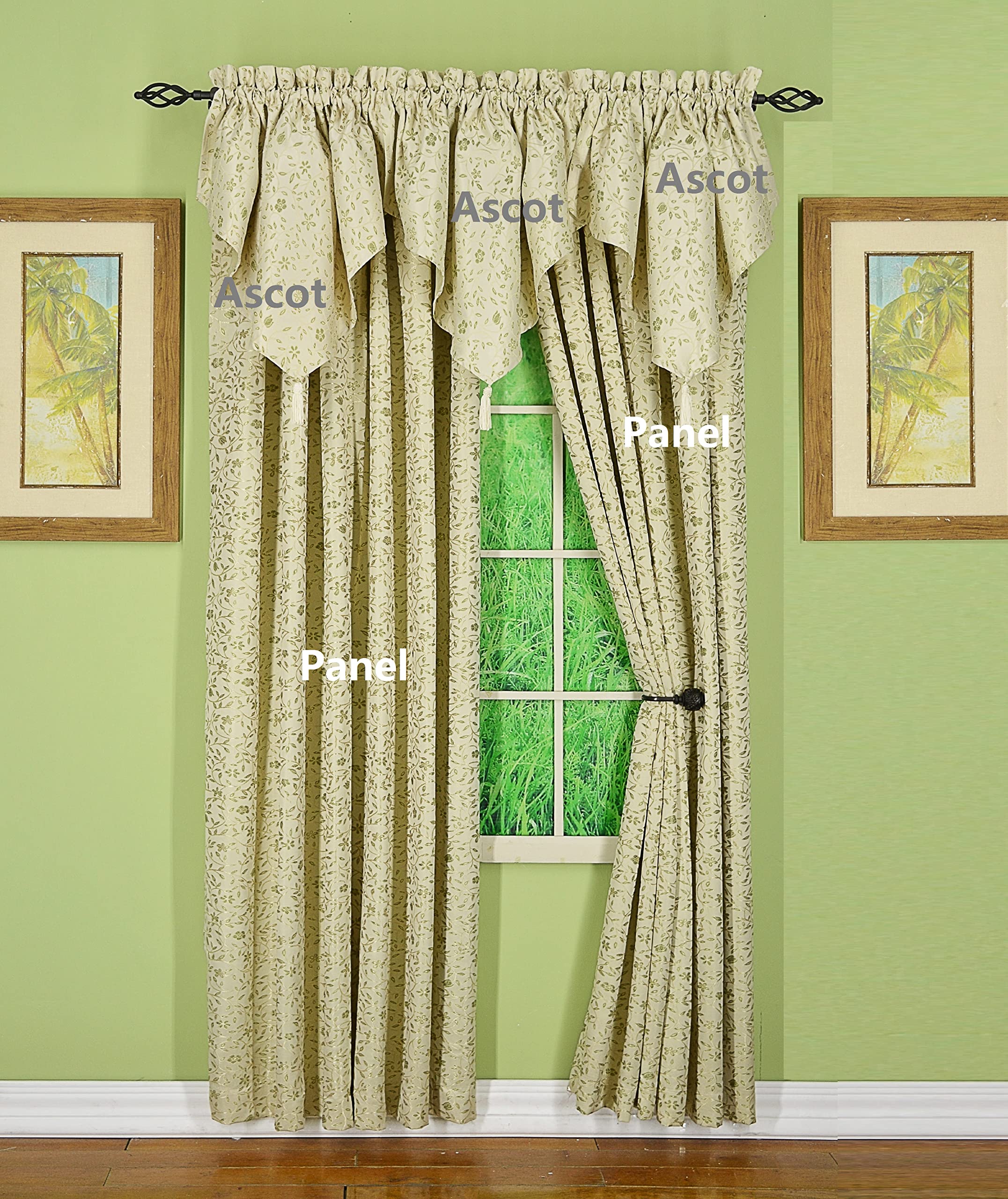 Today's Curtain Lexington Ascot 40" W x 25" L, Ecru/Sage