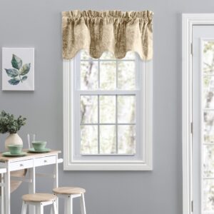 ellis curtain lexington leaf scallop valance, tan, 58.00" x 15.00"