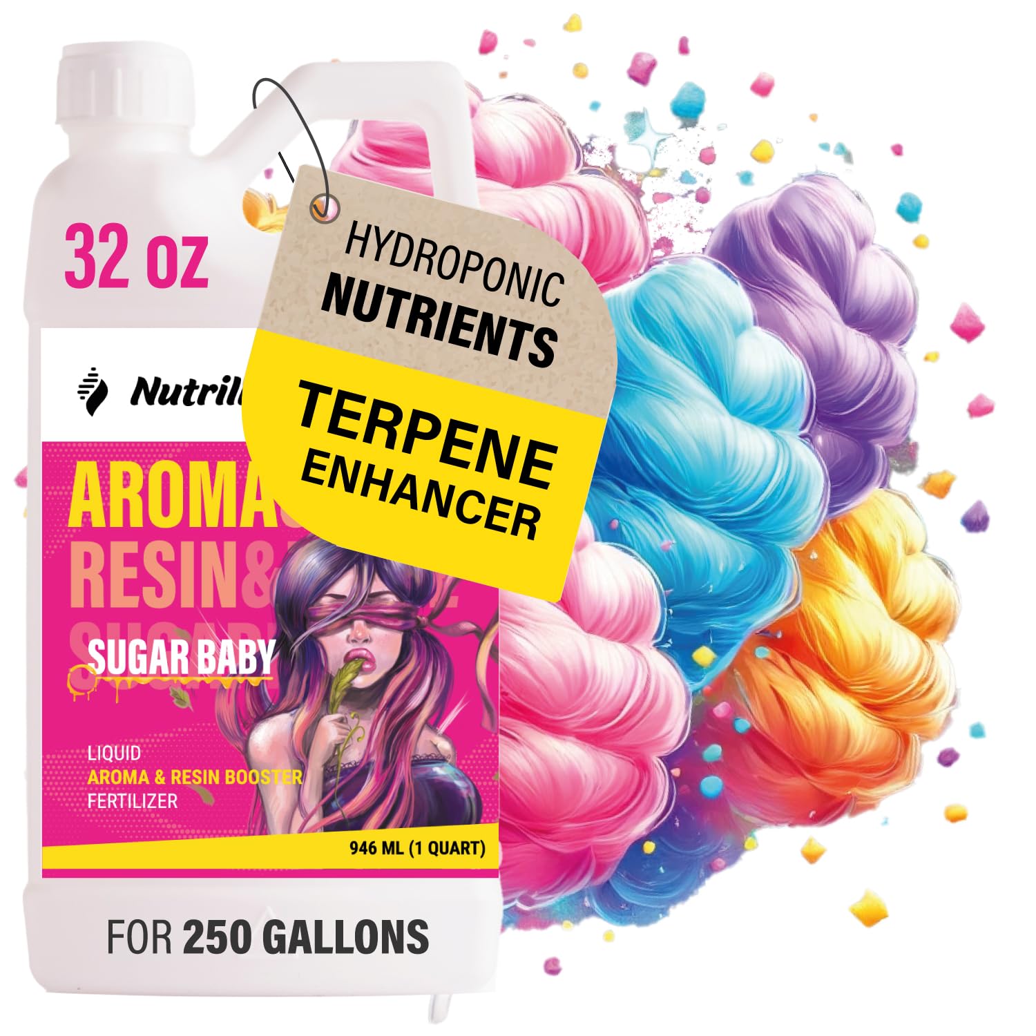 Terpenes Enhancer - Hydroponic Nutrients for Big Bud and Bud Candy Taste. Use as Soil Flower Food and Hydroponic Plant Food - Sugar baby 0-1-1 Bloom Booster Terpinator by Nutriling 32OZ