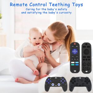 Zoyomax Silicone Baby Teether Toys, Game Controller Sensory Teether Toys Baby Teething Remote for Babies 6-18 Months, Teething Remote Control for Toddler Boy and Girl (Black)