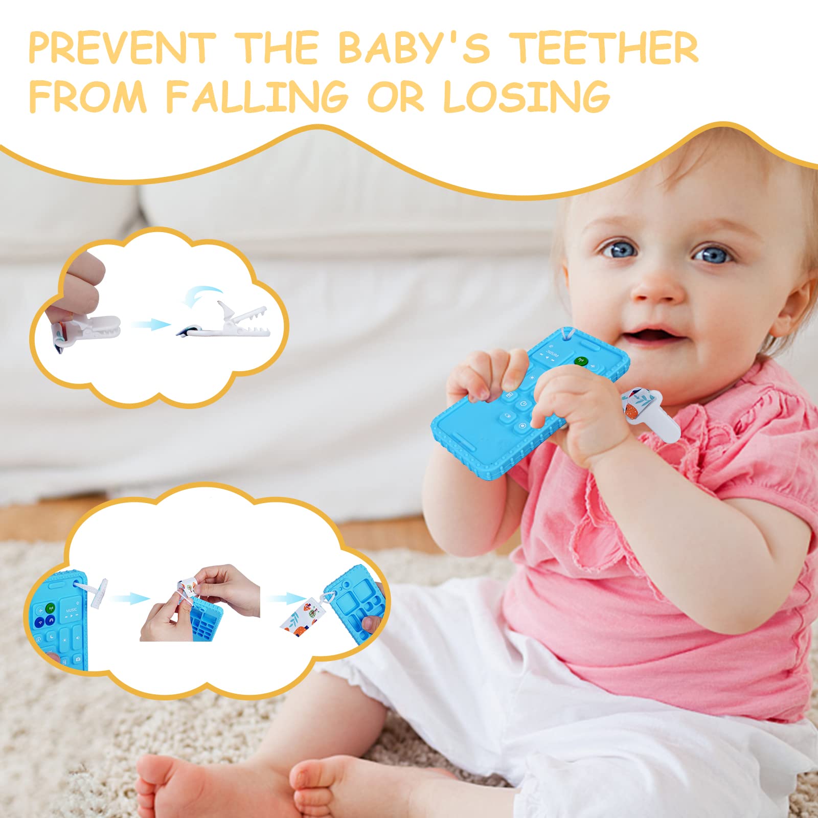 3 Pack Baby Teething Toys,Teethers for Babies 0-6-12-36 Months,Teething Remote Controll Toy for Baby,Silicone Chew Toys,Baby Remote +Phone Shape Teether,Infant Toys,Baby Girls Boys Gift