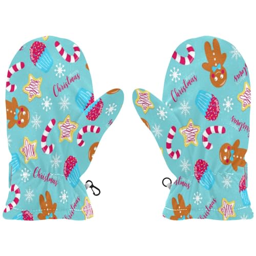 Christmas Gingerbread Boys Girls Gloves Sugar Cane Snowflakes Toddler Mittens Warm Baby Kids Snowboarding Gloves Ski Gloves for Skiing Outdoor Sport M