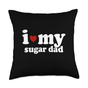 Sugar Dad Appreciation Sugar Babies Love I Love My Sugar Dad Fun and Flirty Throw Pillow, 18x18, Multicolor