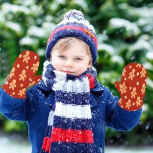 Christmas Gingerbread Boys Girls Gloves Holiday Sugar Glazed Winter Toddler Mittens Warm Baby Kids Snowboarding Gloves Ski Gloves for Skiing Outdoor Sport M