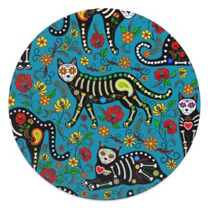 lakimct sugar skull cat round soft baby blankets for boys girls, newborn blanket for suitable for swaddling sleep stroller cover nursery blanket, 35 inch