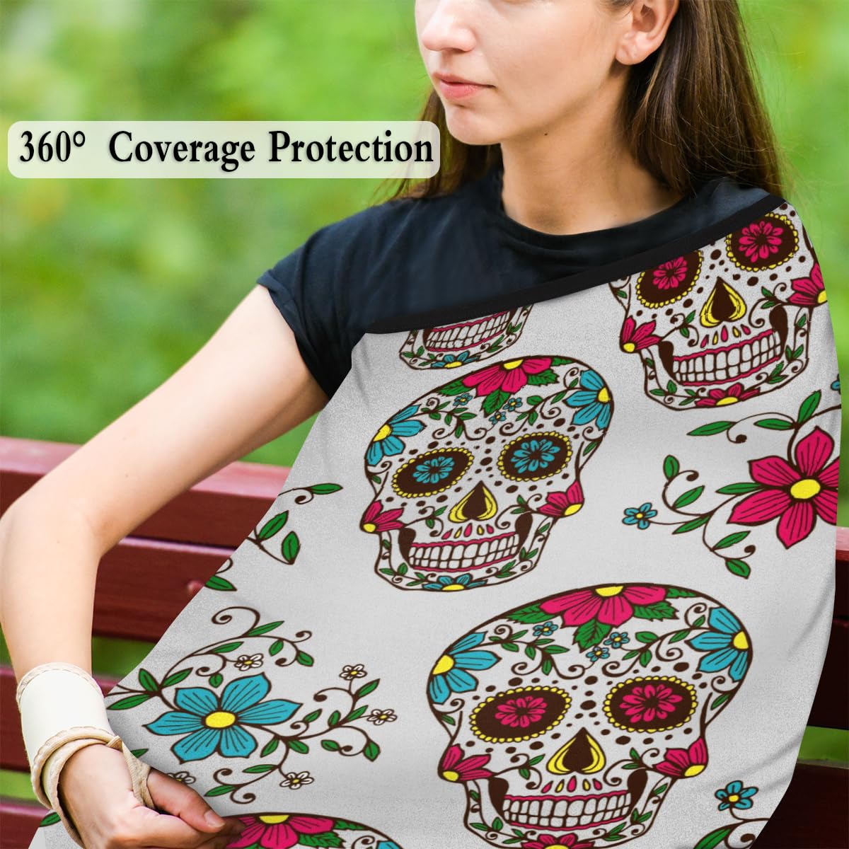 Death Sugar Skull Baby Car Seat Cover for Baby Boys and Girls Breathable Lightweight Carseat Cover Baby Carrier Cover Soft Flexible for Girls Boys