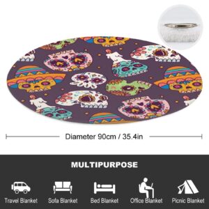 LAKIMCT Sugar Skull Round Soft Baby Blankets for Boys Girls, Newborn Blanket for Suitable for Swaddling Sleep Stroller Cover Nursery Blanket, 35 Inch