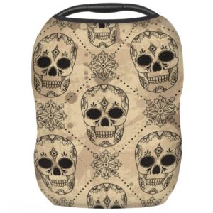 vintage sugar skull baby car seat cover for baby boys and girls breathable lightweight carseat cover baby carrier cover soft flexible for girls boys