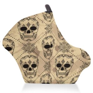 Vintage Sugar Skull Baby Car Seat Cover for Baby Boys and Girls Breathable Lightweight Carseat Cover Baby Carrier Cover Soft Flexible for Girls Boys