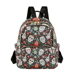 yasala halloween women backpack tribal sugar skull guitar travel bag compact daily bag diaper bag