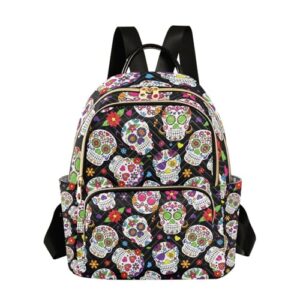 yasala halloween women backpack sugar skull floral heart travel bag compact daily bag diaper bag