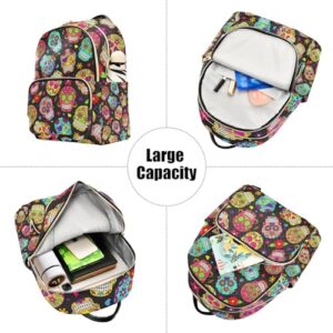 Yasala Halloween Women Backpack Sugar Skull Travel Bag Compact Daily Bag Diaper Bag