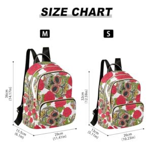 Yasala Halloween Women Backpack Sugar Skull Floral Rose Travel Bag Compact Daily Bag Diaper Bag