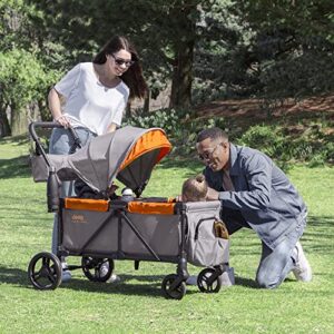 Jeep Sport All-Terrain Stroller Wagon by Delta Children - Includes Canopy, Parent Organizer, Adjustable Handlebar, Snack Tray & Cup Holders, Grey/Bonfire