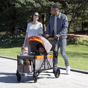 Jeep Sport All-Terrain Stroller Wagon by Delta Children - Includes Canopy, Parent Organizer, Adjustable Handlebar, Snack Tray & Cup Holders, Grey/Bonfire