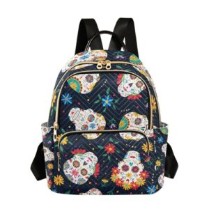 yasala halloween women backpack sugar skull little flower travel bag compact daily bag diaper bag