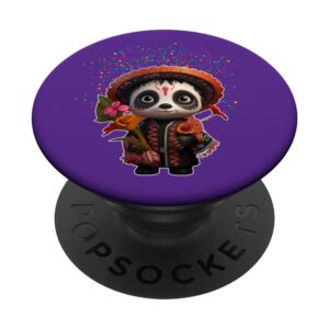 cute baby panda sugar skull dia de los muertos calaverita popsockets swappable popgrip