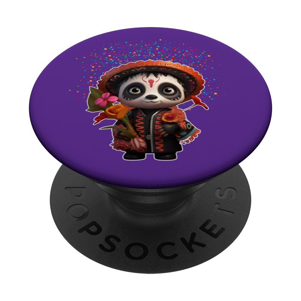 Cute Baby Panda Sugar Skull Dia de los Muertos Calaverita PopSockets Swappable PopGrip