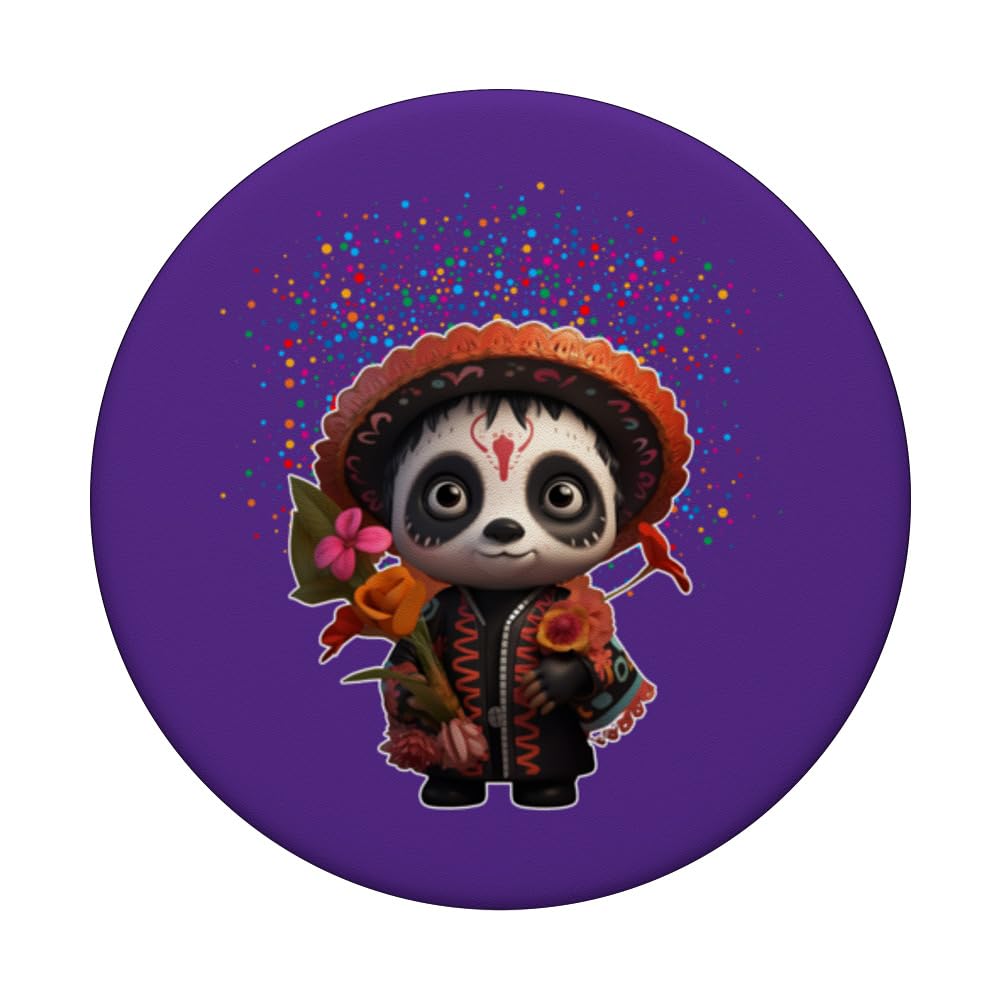 Cute Baby Panda Sugar Skull Dia de los Muertos Calaverita PopSockets Swappable PopGrip