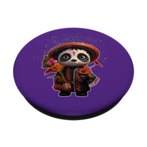 Cute Baby Panda Sugar Skull Dia de los Muertos Calaverita PopSockets Swappable PopGrip