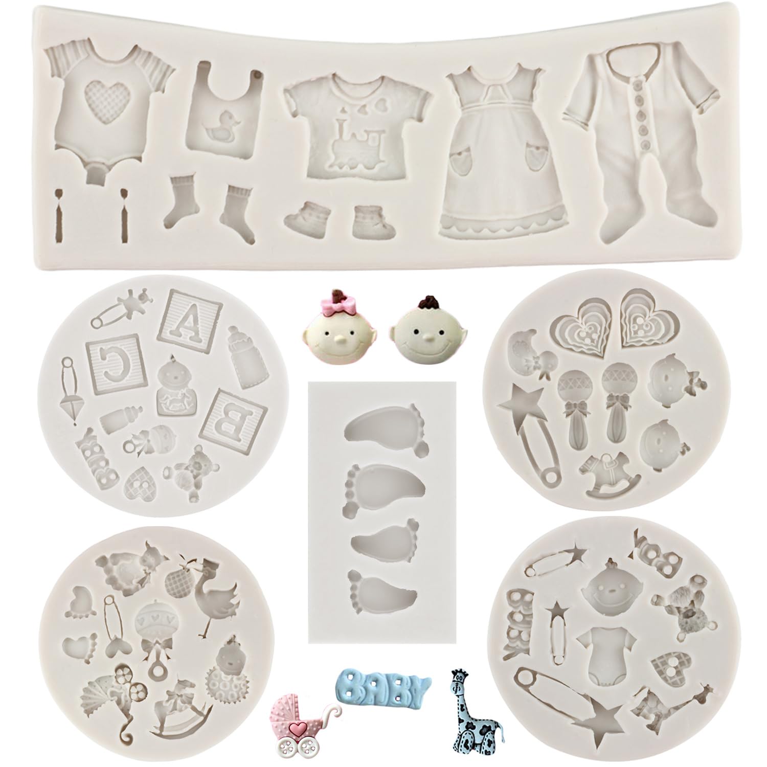 MYPRACS Baby Silicone Fondant Cake Mold Baby Shower Cupcake Mold Baby Feet Fondant Mold For Sugar Cake Decoration Candy Chocolate Gum Paste Polymer Clay Set Of 6