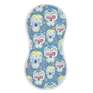 vvfelixl burp cloths floral sugar skull for baby boy girls baby washcloths burp rags 1 pack blue